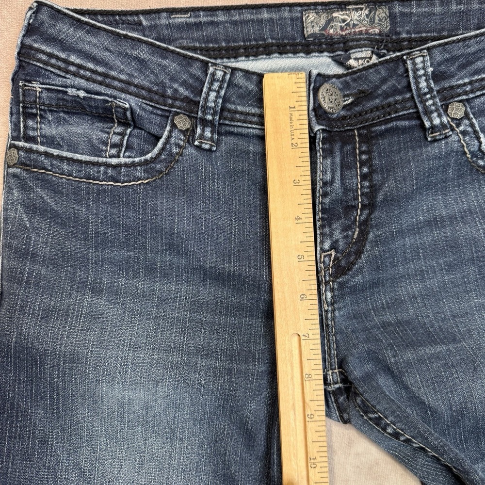 Silver Jeans Womens Size 33x35.5 Aiko Baby Boot Dark Wash Blue Denim Pants Tall - Picture 5 of 14